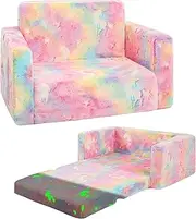 Kids Sofa, Glow in The Dark Toddler Chairs Children's 2 in 1 Convertible Sofa to Lounger - Extra Soft Flip Open Chair & Sleeper, Toddler Couch Chair, Couch Bed for Boys Girls