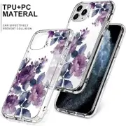 BICOL iPhone 11 Pro Max Clear Purple Floral Plastic Silicone Soft Phone Case