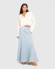 [Belle & Bloom] Bold Love Maxi Skirt - Stonewash