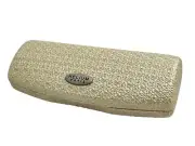 NEW Helium Paris Cream Gold Hard Clamshell Eyeglasses Case Spring Closure