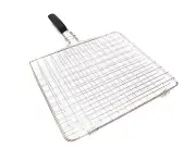 BBQ CHOICE Rubber Handle/Stainless Steel Mesh Barbecue Grilling Basket Grid