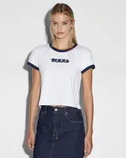 1999 Mini Short Sleeve T-shirt - White Navy | Ksubi ++