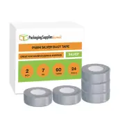Silver Heavy Duct Tape 2" x 60 Yards 7 Mil Utility Grade Adhesive Tape 24 Rolls