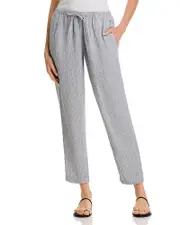 Eileen Fisher Puckered Linen Tapered Ankle Pants