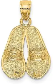 [JewelryWeb] 14ct Gold Bahamas Double Sandals Charm Pendant Necklace 19.4x13.4mm Wide 4mm Thick