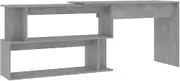 vidaXL Engineered Wood Workstation - Modern Home Office Furniture, Rotatable Corner Desk in Concrete Grey with Spacious Storage Compartments
