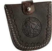 Hulara Top Grain Buff Leather Slingshot Ammo Holder Bag Storage Gun Ammo Case Brown with Belt Loop & Metal Closure Ammunition Pouch for Hunting