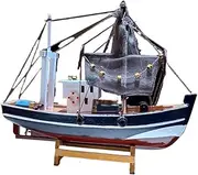 30CM Sailboat Model Handmade Boat Solid Wood Fishing Boat Toys Home Scene Decorative Props Desk Children's Room Boys Girls Gift