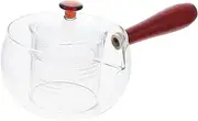 Vaguelly Heat Resistant Glass Teapot with Wooden Handle for Tea Brewing Stovetop Safe and Teaware for Home and Office Use for Beverages