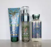 3 PC Set Bath & Body Works Fresh Jungle Rain Body Mist Lotion & Cream New