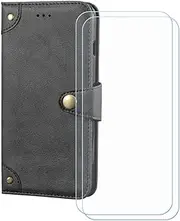 LCEHTOGYE Cover for Lebest L20 2109 + 2 Slice HD Tempered Glass,Shell BracketBumper Protective Back Case - Anti-Scratch Screen Protector for Lebest L20 2109 -HZLD-Black