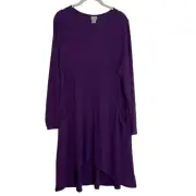 Chicos Womens Knit Tunic Mystique Purple Medium Long Sleeve Button Accents New