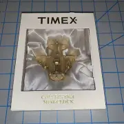 Vintage Timex Collectible Mini Clock Gold AIRPLANE **Needs Battery**