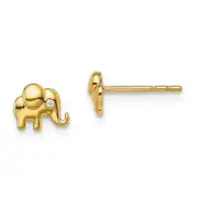 14k 14kt Yellow Gold Madi K CZ Accent Elephant Post Earrings