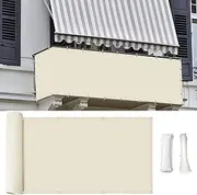 Liveinu Privacy Fence Screen Windscreen for Balcony Porch Verandah Deck Terrace Patio Backyard Railing Balcony Privacy Screen Cover for UV Protection 90x500cm Beige