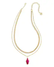 Kendra Scott Evelyn 14K Gold Plated Colored Stone Layered Pendant Necklace, 16-19
