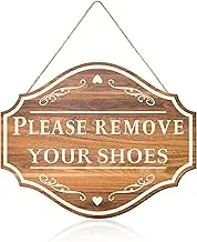 Jetec Please Remove Your Shoes Wall Decorative Sign Wood Welcome Sign Remove Shoes Wooden Sign Hanging Wooden Home Sign Rustic Wall Decor for Home