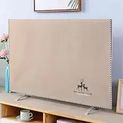 [LKLKO] Decorative Tv Cover for LCD/Led Screens Stylish Indoor Chenille Anti-Slip Television Display Dust Cover 32-75 Inch, Dust-Proof Tv Screen Protector(Curry,75INCHES_Deer)