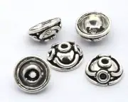 12 Pcs 12X5mm Bali Bead Cap Antique Silver Plated