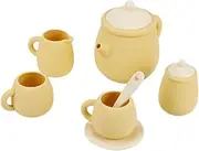 11 Piece Silicone Toy Tea Set - Teapot, Teacups & Saucers, Spoons, Sugar and Milk Jug - Pretend Play for Babies and Toddlers (Yellow)