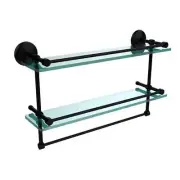 Allied Brass Bathroom Shelf With Towel Bar 22"L x 12"H x 5"W 2-Tier Matte Black