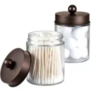 Apothecary Jars Bathroom Storage Organizer - Cute Qtip Dispenser Holder Vanit...