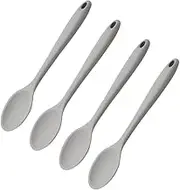 BIUDECO 4pcs Silicone Spoon Japanese Ramen Spoons Cake Decoration Soup Scoop Food Serving Spoons Rice Cream Soup Spoons Kitchen Mixing Spoon Concentrate Cooking Spoon