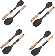 MAGICLULU 4sets Baking Utensils Set Large Wooden Spoon Silicone Head Nonstick Perfect for Cooking Stirring and Serving 2pcs*4
