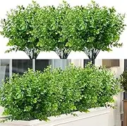 ArtBloom 8 Bundles Outdoor Artificial Boxwood UV Resistant Fake Stems Plants, Faux Plastic Greenery for Indoor Outside Hanging Plants Garden Porch Window Box Home Wedding Farmhouse Décor