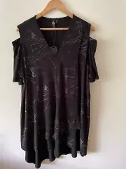 New Tags - TS TAKING SHAPE Size M Or 18 Black/silver Cold Shoulder Tunic Top