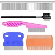 5 Pcs Dog Comb Set - Tear Stain Remover, Flea Comb for Dogs and Cats, Groomin...