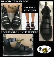 Dr. Martens Women CLARISSA II Black Leather Platform Sandal Size 11 BNIB