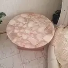 30" Round Rose Quartz Stone Coffee Table Top Crystal Gemstones Patio Sofa Table