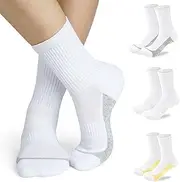 [cuangya] Crew Socks Women Calf Hiking Compression Running Socks White 3-Pairs