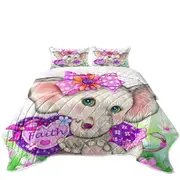 Faith Kids Inspiring Design Cute Girly Elephant Coverlet