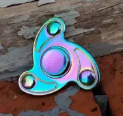 Rainbow Wave All Metal Fidget Spinner 2.6 oz Kids Adults Girls Boys EDC ADHD Toy