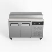 AG Equipment AG 2 Door Saladette Fridge Fits 7 x 1/3 GN Trays - Pizza Prep Fridges (AG-SH2000-700) - SH2000-700-AG
