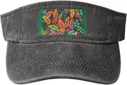 [RLDOBOFE] Sun Visor Hat Adjustable Empty Top Baseball Cap Jungle Colorful Leaves Sun Hats for Women Men Sports Hats Summer Beach Cap