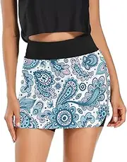 [Joisal] Blue Butterflies High Waisted Golf Skort for Women, Regular Size, Above the Knee, Spring/Summer
