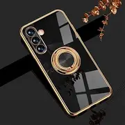 [XINYEXIN] Samsung Galaxy A04s Case with Ring Stand, 360 Degree Rotating Stand, Mobile Phone Case, Fashionable Silicone Shockproof Protective Case for Samsung Galaxy A04s - Black