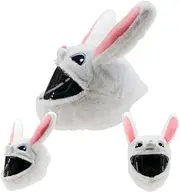Motorcycle Helmet Cover Crazy Fun Easy to Install Dust Cap for Fun Rides and Gifts Cartoon Protective case for Motorcycle Helmet（Helmet not Included (White Rabbit)