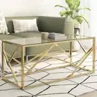 vidaXL Coffee Table Gold Stainless Steel and Tempered Glass HEE