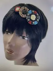 HAIR ACCESSORY BOHEMIAN HEAD BAND METAL BEAD LUCITE BEAD ELASTIC BAND FABRIC
