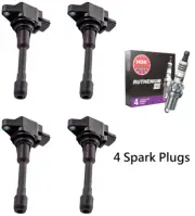 4 Ignition Coil & NGK Ruthenium Spark Plug for 05-19 Nissan Altima Rogue UF549 (for: Nissan)
