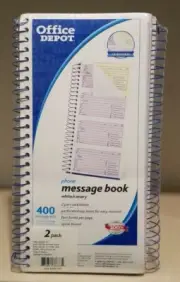 Set of 2 Office Depot Carbonless Phone Message Books 11" X 5 1/4" - 400 Msg Set