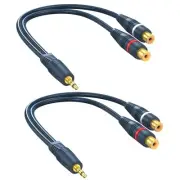 RCA to AUX Adapter 2 Pack, RCA Female to 3.5 mm Stereo Headphone Cable Y Spli...