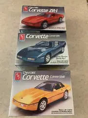 3 AMT/ERTL Corvette Model Kits ZR1, Convertible & 1990 Convertible 1/25 scale MI