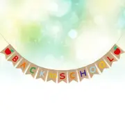 Burlap Banner Back to School Bunting Starting School Pull Flag Garland School