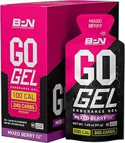 BARE PERFORMANCE NUTRITION, BPN Go Gel Endurance Gel, Vegan + Gluten Free Running Gel with 24g of Carbohydrates & 100 Calories per Gel Pack, 10 Single-Serving Gel Packs, Mixed Berry