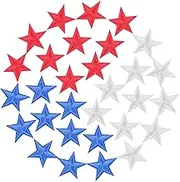 Nogeqi 30 Pcs Star Patches,Iron on Patch,Stars Shape Embroidered Patches,Sew On Patche for Clothes, Hats, Jackets, Backpacks, Star Decor, Independence Day Appliques Decoration(White Blue Red)
